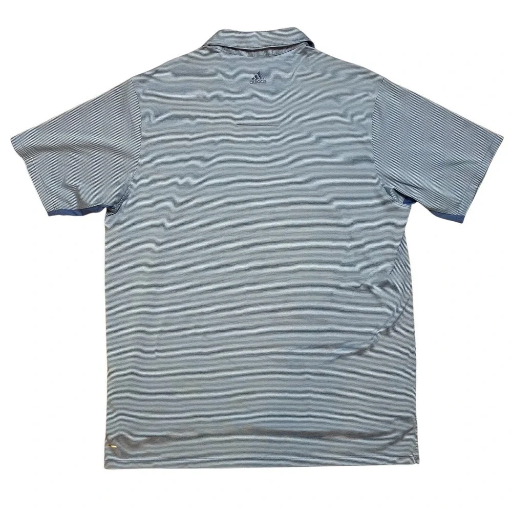 Adidas Mens XL‎ Polo Shirt Blue Striped ClimaCool Short Sleeve P77903